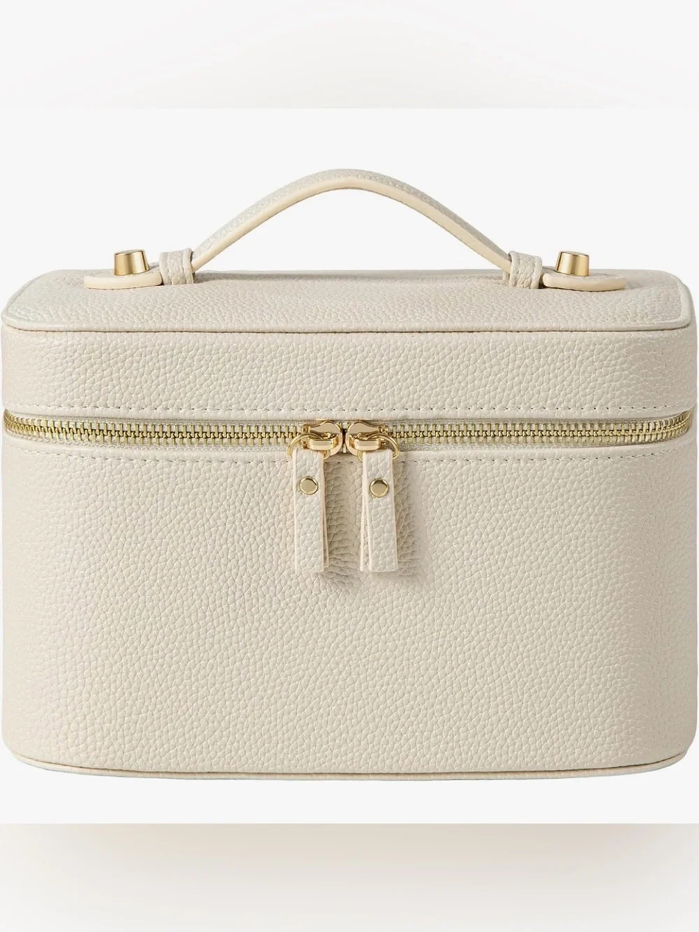 Travel Makeup Case - Compact Cosmetic Organizer - Cream